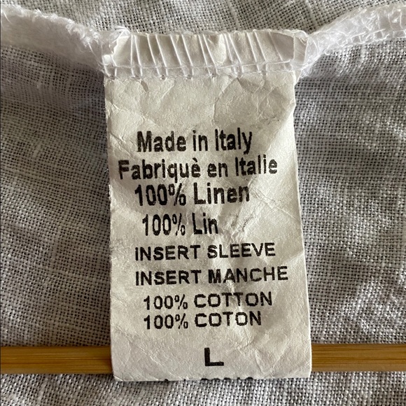 Italian Linen Crochet Lace  Sleeve tie cuff  pullover Tunic Blouse Size Large - Picture 12 of 13